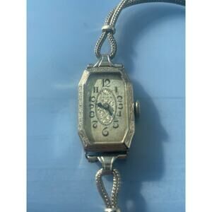 Vintage 1920s GRUEN 14K White Gold Filled Nurse's Watch RUNNING Cartouche Ladies